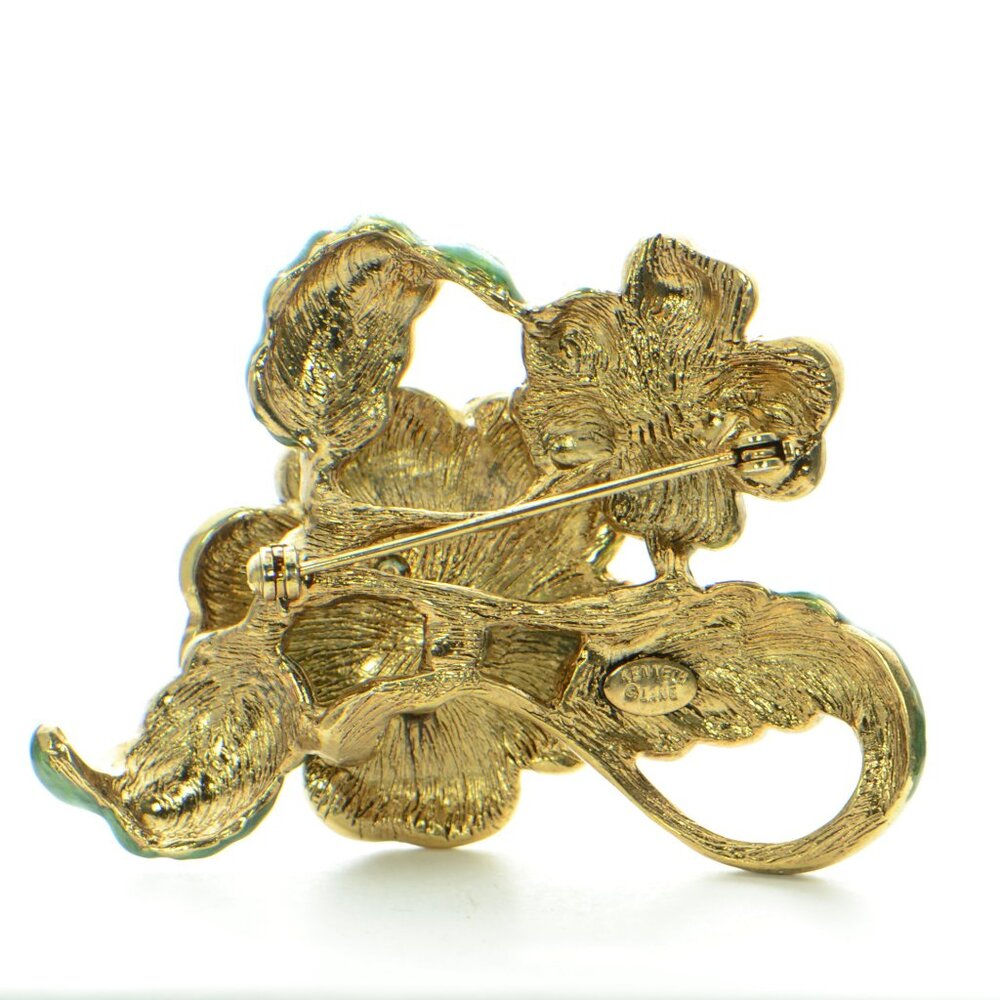 Vintage Kenneth Jay Lane Kjl Enamel & Crystal Flo… - image 3